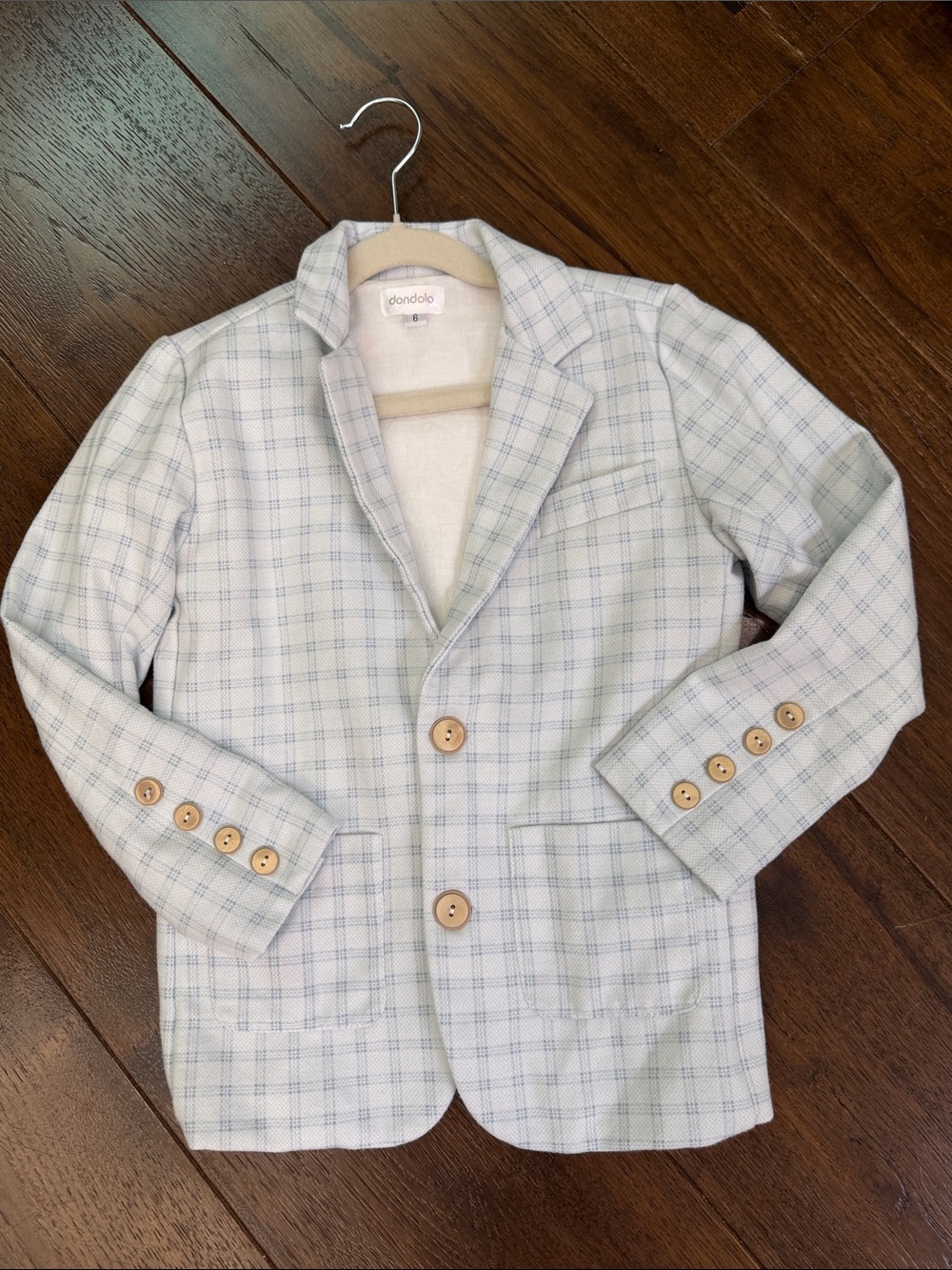 Dondolo - Boys Light Blue Plaid Blazer - Size: 6Y
